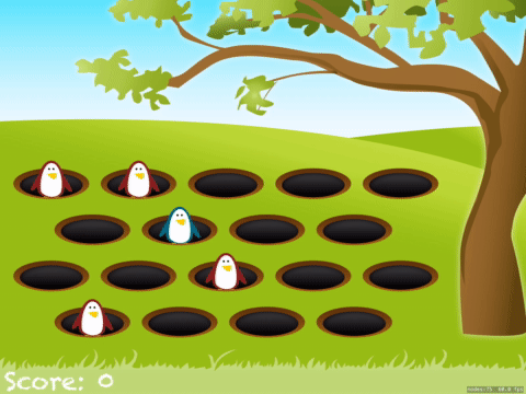 Gif of penguin popping up animation